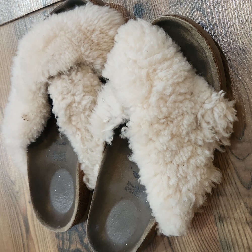 Birkenstock Papillo Daytona Shearling Cross Leather Boho Hippie Sandals Fluff 37 - Picture 2 of 4